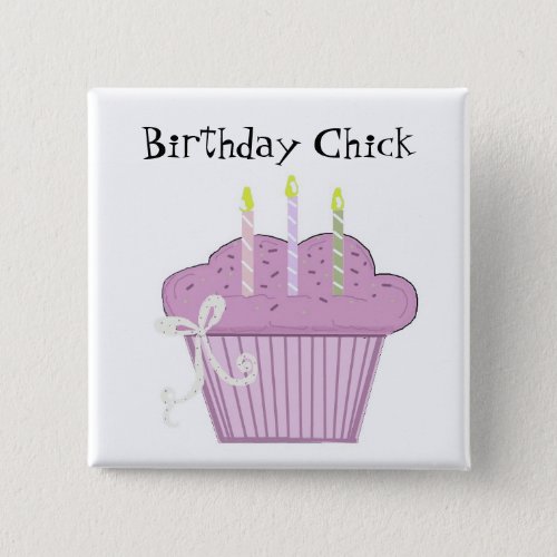 Birthday Cupcake with Candles Button