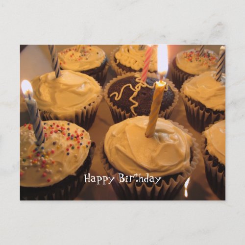 Birthday Cupcake with Candles Postcard