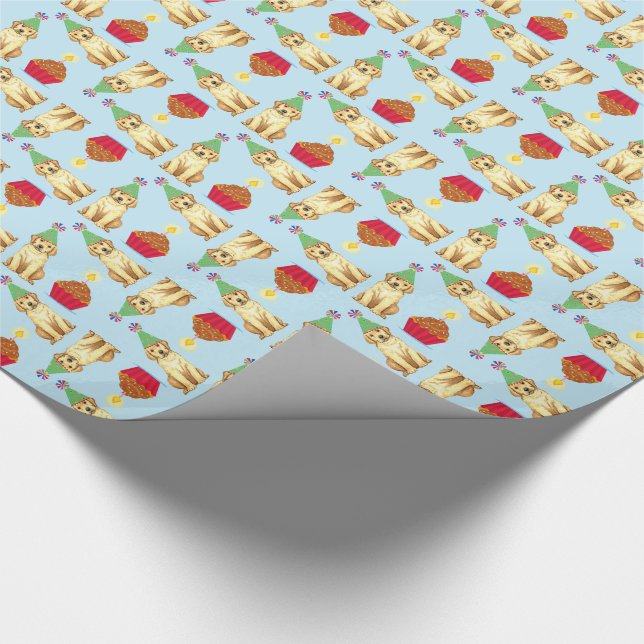 Birthday Cupcake Yellow Lab Wrapping Paper (Corner)