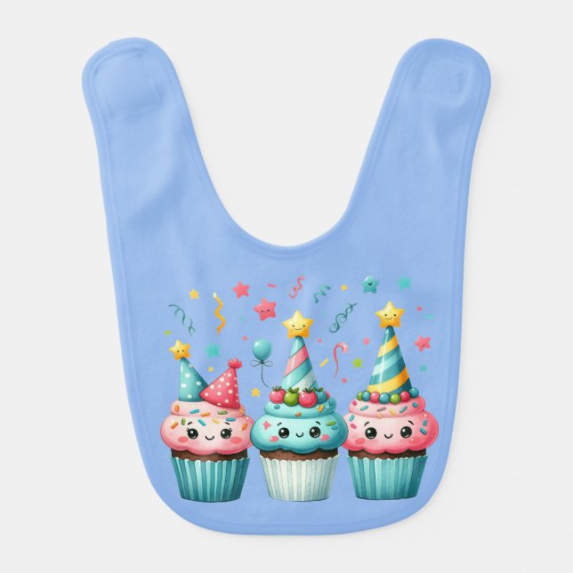 Birthday Cupcakes Baby Bib (Front)