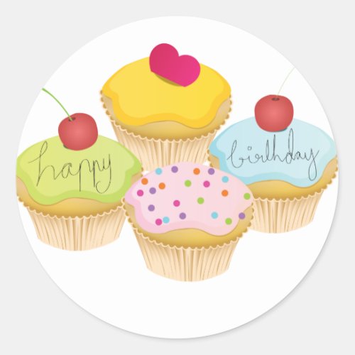 Birthday Cupcakes Classic Round Sticker