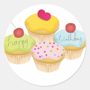 Birthday Cupcakes Classic Round Sticker