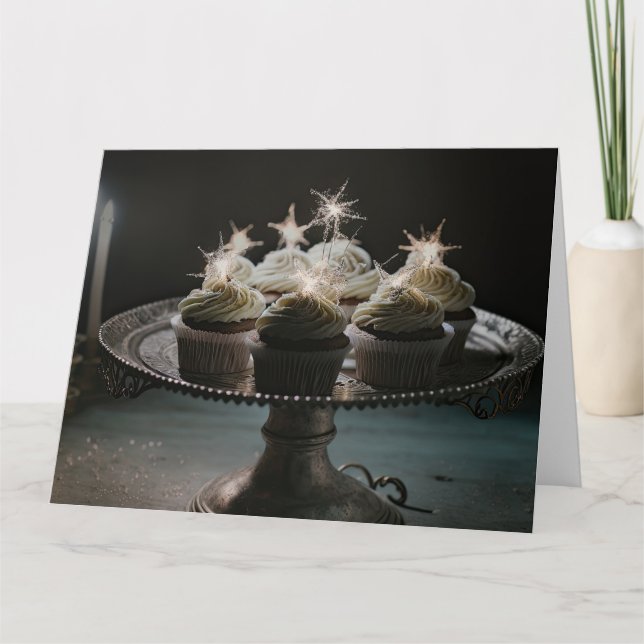 Birthday Cupcakes on Tray Card (Front)