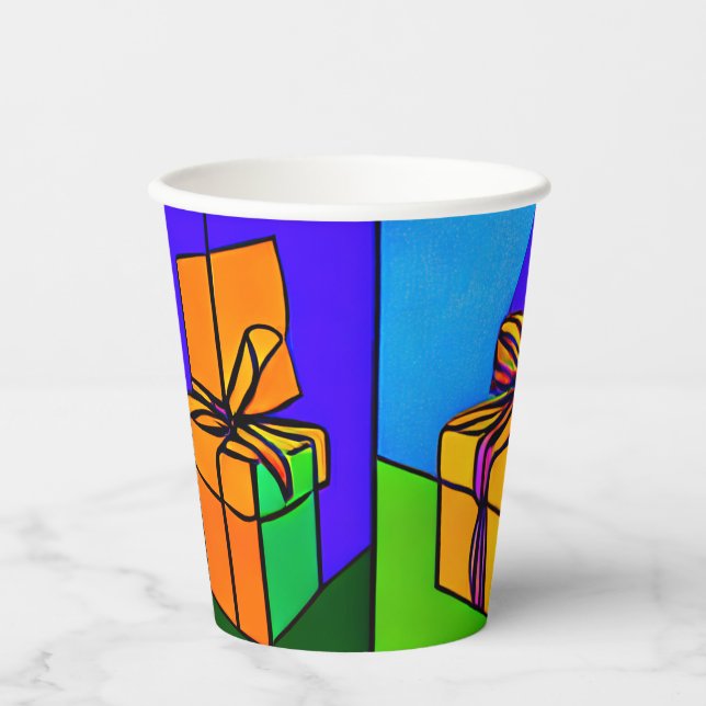 Birthday Cups with Gift Design (Front)