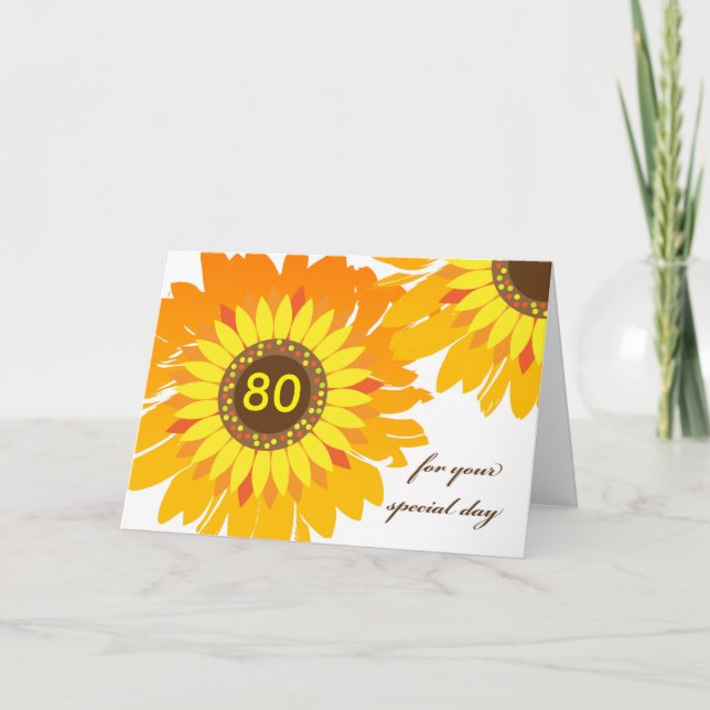 Birthday Custom Front, Add the Year, Sunflowers Card (Front)