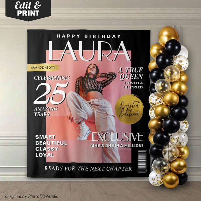 Birthday Custom Magazine Cover Backdrop Fashion (Birthday Custom Magazine Cover Backdrop Fashion)