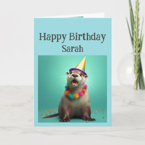 Birthday Custom Name Fun Otter Animal Humor Card