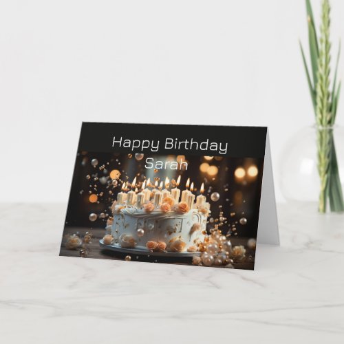 Birthday Custom Name Lots of Candle Cake Card