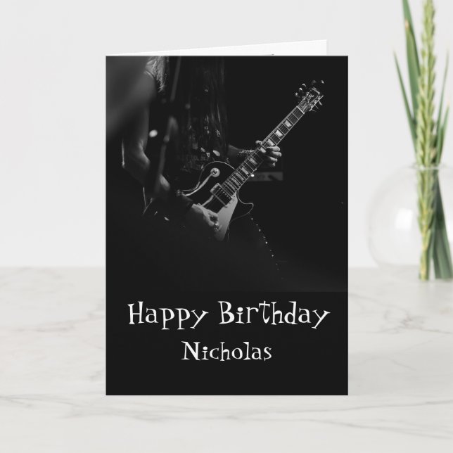 Birthday Custom Name Musician Fun You Rock Music Card (Front)
