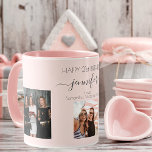 Birthday custom photo best friends blush pink mug<br><div class="desc">A gift from friends for a woman's 21st birthday, celebrating her life with 3 of your photos of her, her friends, family, interest or pets. Personalize and add her name, age 21 and your names. Black colored letters. A girly, feminine blush pink, rose gold colored background. Her name is written...</div>