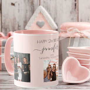 Birthday custom photo best friends blush pink mug