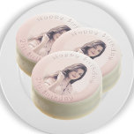 Birthday custom photo blush pink rose gold chocolate covered oreo<br><div class="desc">A feminine pink,  blush pink and rose gold gradient background. Personalize and your own photo an age 21. Rose gold colored letters. A girly and trendy cookie for a 21st (or any age) birthday party.</div>
