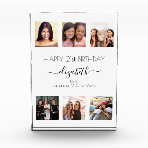 Birthday custom photo collage black friends acrylic award