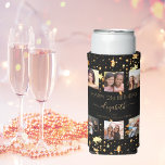 Birthday custom photo collage black gold friend seltzer can cooler<br><div class="desc">A gift from friends for a woman's 21st birthday, celebrating her life with a collage of 6 of your high quality photos of her, her friends, family, interest or pets. Personalize and add her name, age 21 and your names. Golden text. A chic, classic black background color. Her name is...</div>