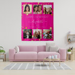 Birthday custom photo collage hot pink friend tapestry<br><div class="desc">A gift from friends for a woman's 21st (or any age) birthday, celebrating her life with a collage of 6 of your high quality photos of her, her friends, family, interest or pets. Personalize and add her name, age 21 and your names. A trendy hot pink background color. Her name...</div>