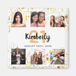 Birthday custom photo collage white friends magnet