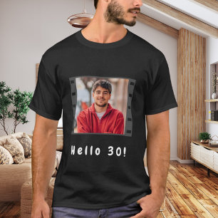 Birthday custom photo film hello guys men black T-Shirt