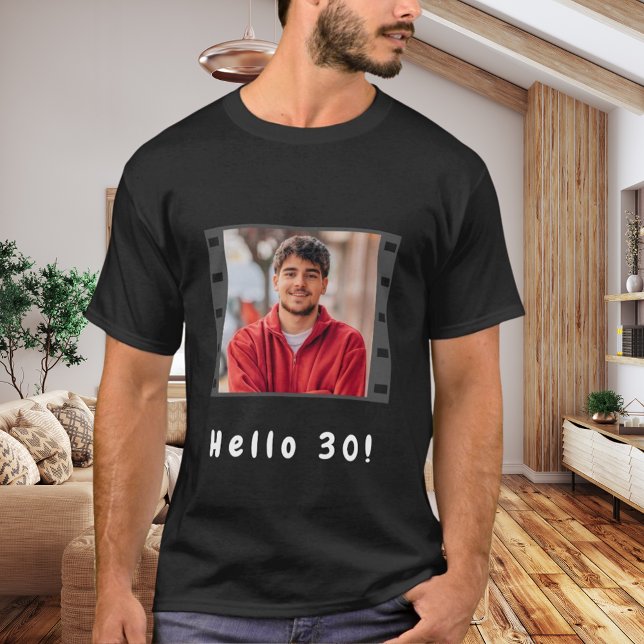 Birthday custom photo film hello guys men black T-Shirt (Creator Uploaded)