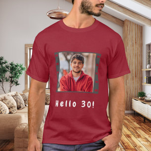 Birthday custom photo film hello guys men red T-Shirt