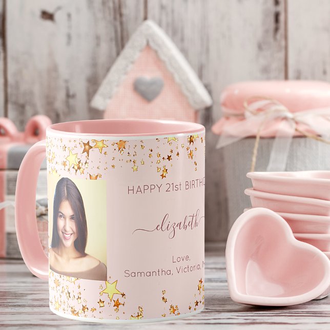 Birthday custom photo rose gold best friends mug (Creator Uploaded)