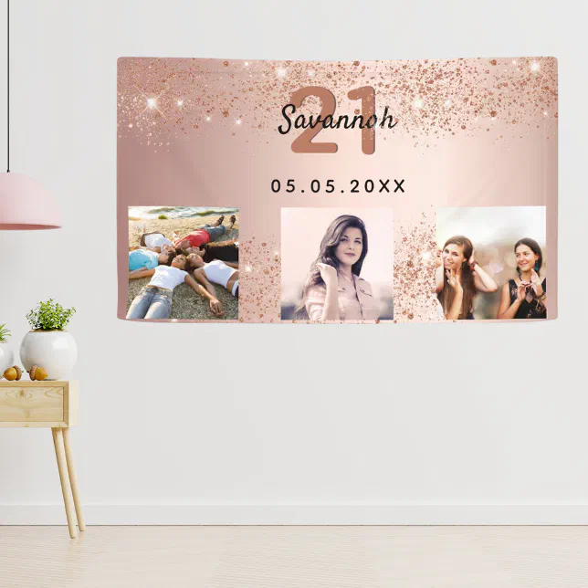 TBoxBo Welcome Home Banner Set - Rose Gold Glitter Balloon & Sign Decor For Homecoming Parties