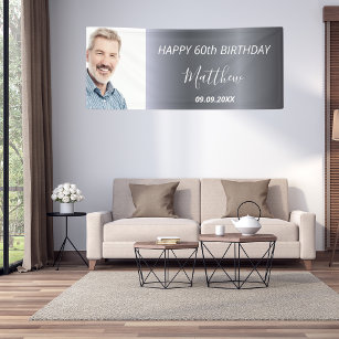 Birthday custom photo silver fox guy welcome banner