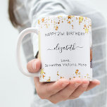 Birthday custom photo white gold best friends coffee mug<br><div class="desc">A gift from friends for a woman's 21st (or any age) birthday. Personalize and 2 of your own photos, her name, age 21 and your names. Black text. A chic, classic white background color. Her name is written with a modern hand lettered style script with swashes. Decorated with faux gold...</div>