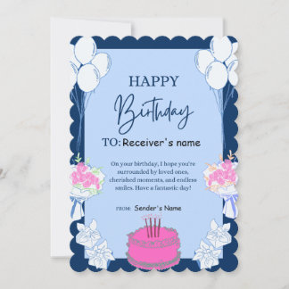 Birthday Customizable Digital Cake Holiday Card