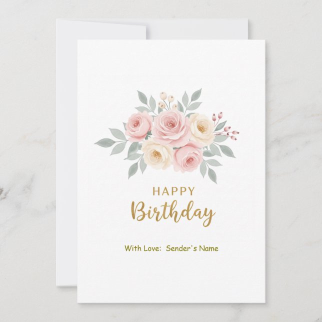 Birthday Customizable Digital floral  Holiday Card (Front)
