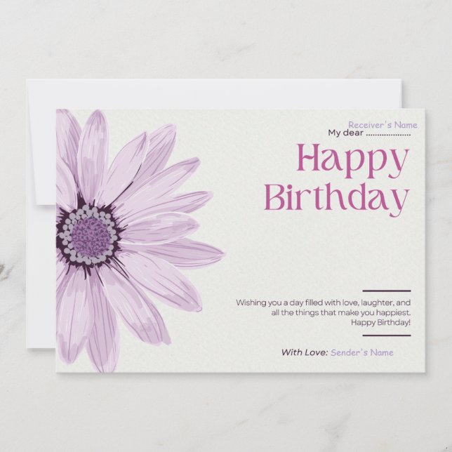 Birthday Customizable Digital Floral Holiday Card (Front)
