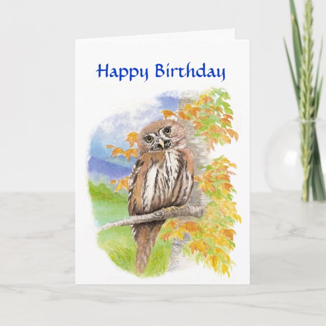 Birthday, Cute Barred Owl with Encouraging Verse Card (Front)