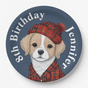 birthday cute dog in scottish disguise paper plates