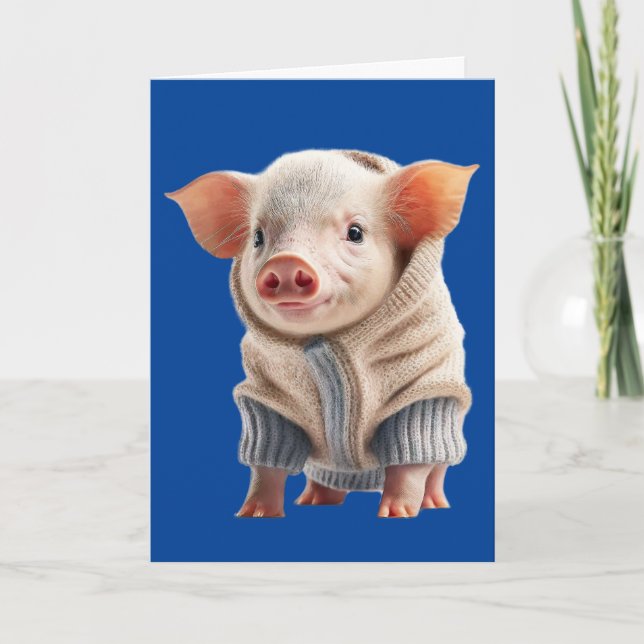 BIRTHDAY CUTE PIG HELLO GREETING CARD (Front)