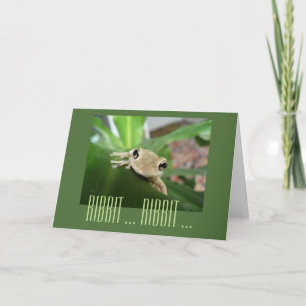 Birthday, cute smiling frog. card