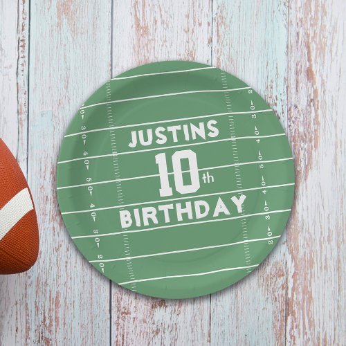 Birthday Cute Sports Football Field Number Party Paper Plates