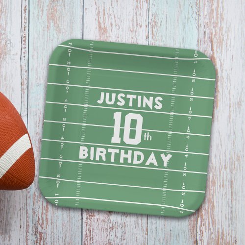 Birthday Cute Sports Football Field Number Party Paper Plates