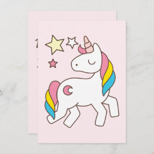 Birthday. Cute Unicorn with Cute Wand & Stars Invitation