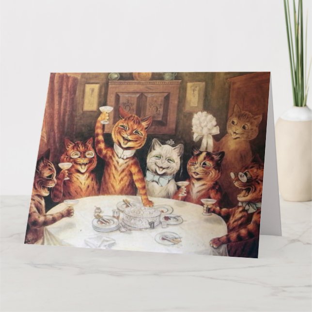 BIRTHDAY CUTE VINTAGE CAT GREETING CARD (Front)