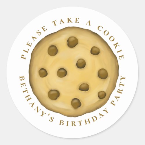 Birthday Cute Watercolor Sweet Cookie Favor  Classic Round Sticker