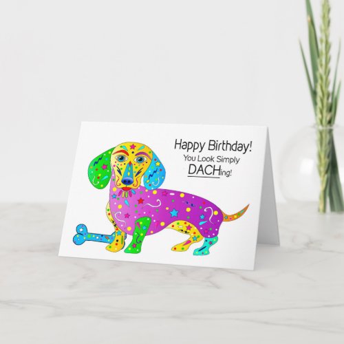 Birthday Dachshund Dog Kaleidoscope Collection Card