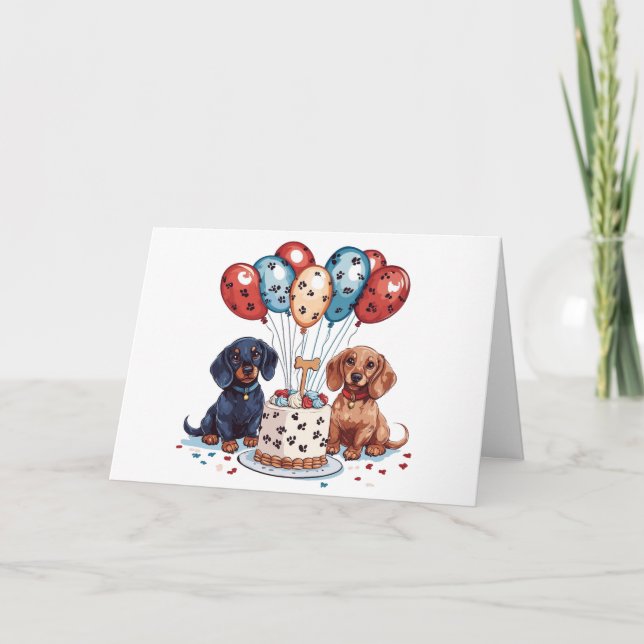 Birthday Dachshund Dogs Card (Front)