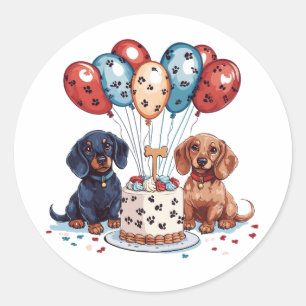 Birthday Dachshund Dogs Classic Round Sticker