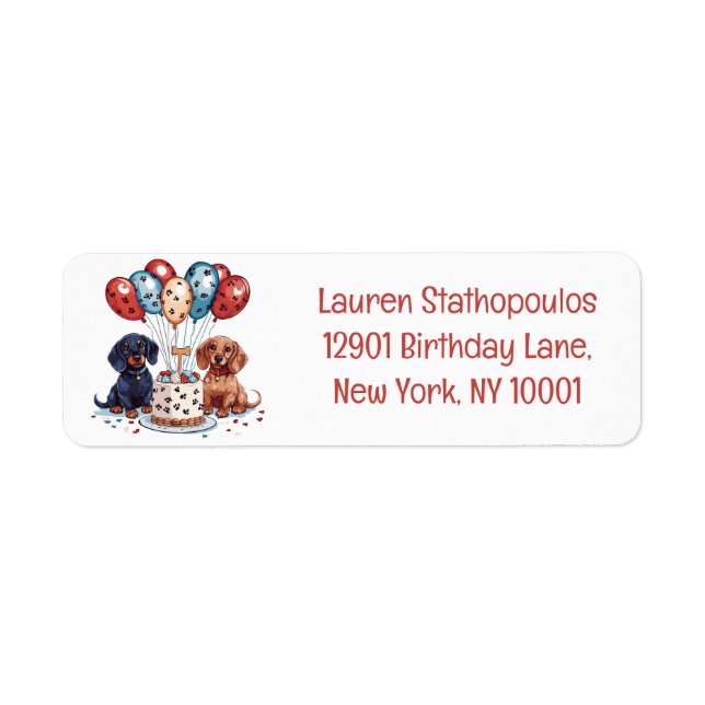 Birthday Dachshund Dogs Label (Front)