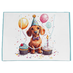 Birthday Dachshund Dogs Large Gift Bag