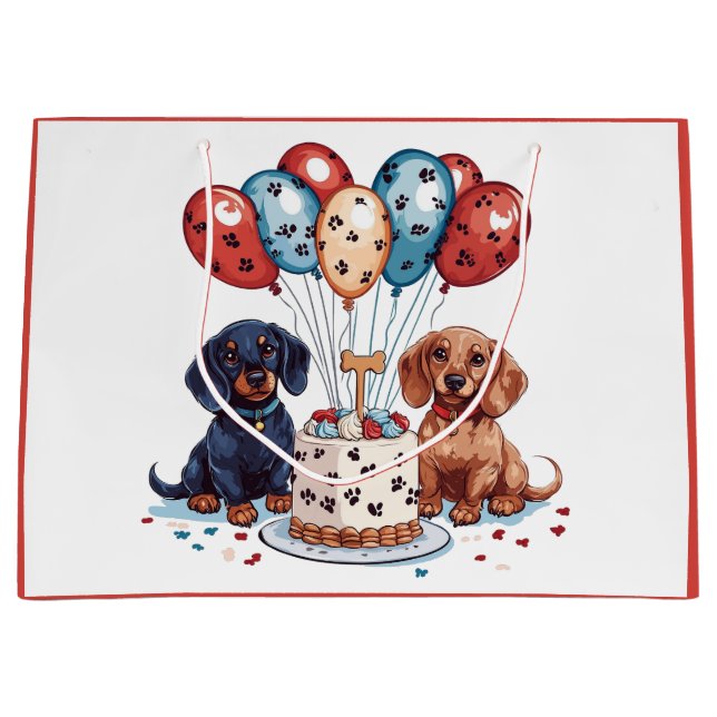 Birthday Dachshund Dogs Large Gift Bag (Front)