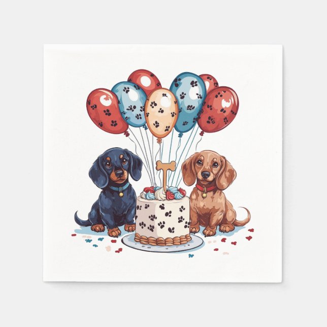 Birthday Dachshund Dogs Napkins (Front)
