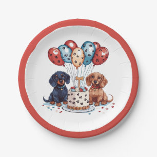 Birthday Dachshund Dogs Paper Plates