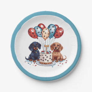 Birthday Dachshund Dogs Paper Plates