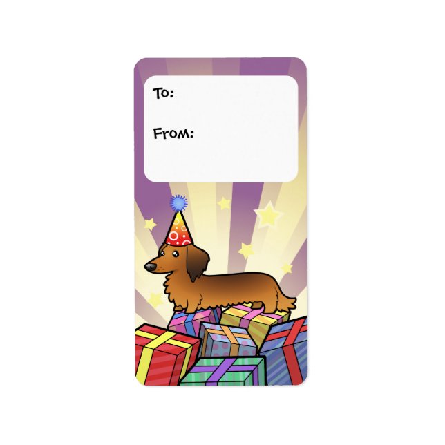 Birthday Dachshund Gift Tags (longhair) (Front)
