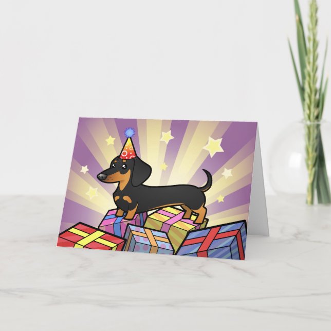 Birthday Dachshund (smooth coat) Card (Front)